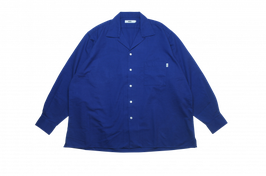 Wool mix open collar shirts BLUE（ブルー）