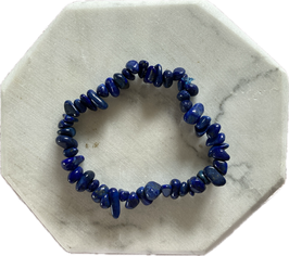Lapislazuli Splitterarmband, echte Steine, mittlere Splitter,  elastisches Stretchband, Länge 18 cm - ohne Deko