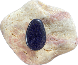 Goldfluss blau, Blaufluss Schmuck Anhänger mit seitlicher Bohrung, Größe 30 x 20 mm - ohne Deko