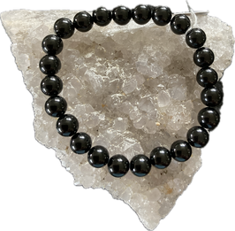 Turmalin Schörl Armband, 8 mm Kugeln, elastisches Stretchband, Länge 19 cm - ohne Deko