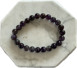 Amethyst Armband, 8 mm Perlen, elastisches Stretchband, Länge 20 cm - ohne Deko