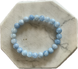 Calcit blau Kugelarmband, 8 mm Kugeln, elastisches Stretchband, Länge 19 cm - ohne Deko