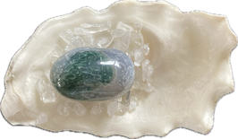 Moosachat, grünweiß gemustert, Trommelstein, Größe 30 x 20 mm - ohne Deko