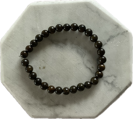 Bronzit Kugelarmband, 6 mm Kugeln, Länge 19 cm lang, elastisches Stretchband - ohne Deko