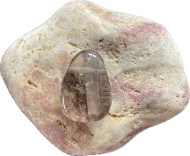 Rauchquarz hellbraun durchscheinend, Anhänger, Größe 29 x 21 mm, mit Bohrung - ohne Deko