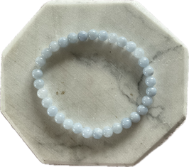 Chalcedon Kugelarmband, Kugeldurchmesser 6 mm,  Länge 19 cm lang, elastisches Band - ohne Deko
