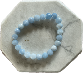 Calcit blau Kugelarmband, 8 mm Kugeln, elastisches Stretchband, Länge 19 cm - ohne Deko