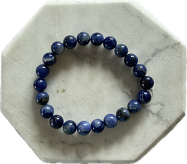 Sodalith Kugelarmband, 8 mm Kugeln, Länge 18 cm,  elastisches Stretchband - ohne Deko