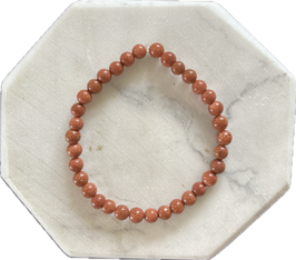 Goldfluss braun, Kugelarmband, 6 mm Kugeln, Länge 19 cm lang, elastisches Stretchband  - ohne Deko