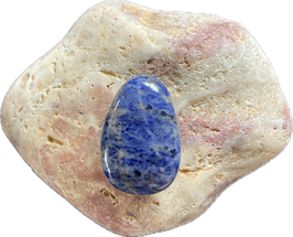 Sodalith, blau, hellblau weiß gemustert, Schmuck Anhänger mit seitlicher Bohrung, Größe 30 x 20 mm - ohne Deko