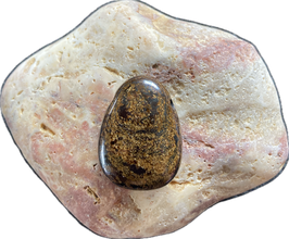 Bronzit braun gemustert, Schmuck Anhänger mit seitlicher Bohrung, Größe 29 x 21 mm - ohne Deko