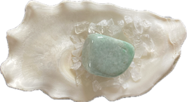 Jade, grünweiß gemustert, Trommelstein, Größe 26 x 19 mm - ohne Deko