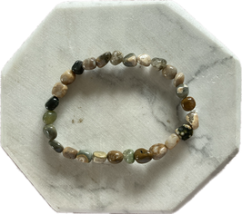 Ozeanjaspis Nuggets Armband, mittlere Nuggetgröße, elastisches Stretchband, Länge 19 cm - ohne Deko