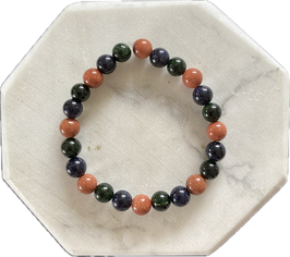 Grünfluss/Goldfluss/Blaufluss Kugel Armband,  8 mm Kugeldurchmesser, elastisches Strechband, 19 cm lang - ohne Deko