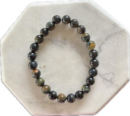 Falkenauge Kugelarmband, 8 mm dunklere Kugeln, 20 cm lang, elastisches Strechband - ohne Deko