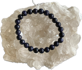 Goldfluss blau, Blaufluss Kugelarmband, Kugeln 8 mm Durchmesser,  elastisch Stretchband 20 cm - ohne Deko