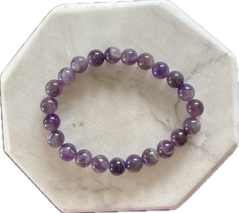 Amethyst Armband, 8 mm Perlen, elastisches Strechband, 20 cm lang - ohne Deko