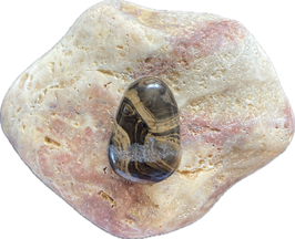Stromatolith braungrau gemustert, Schmuck Anhänger mit seitlicher Bohrung, Größe 28 x 20 mm - ohne Deko