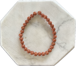Goldfluss braun, Kugelarmband, 6 mm Kugeln, Länge 19 cm lang, elastisches Stretchband  - ohne Deko