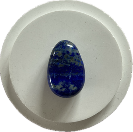 Lapislazuli, blau weiß gemustert mit Pyrit Anteil, Schmuck Anhänger mit seitlicher Bohrung, Größe 30 x 20 mm - ohne Deko