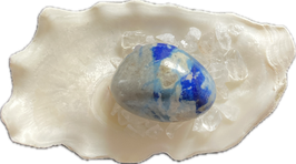 Lapislazuli, blau grau, Trommelstein, Größe 32 x 23 mm - ohne Deko
