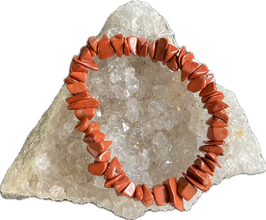 Jaspis rot Splitterarmband, größere Splitter,, Länge 19 cm, elastisch Stretchband - ohne Deko