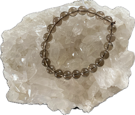 Rauchquarz Kugel Armband, elastisches Stretchband 18 cm, 8 mm Kugeldurchmesser - ohne Deko