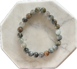 Falkenauge Kugelarmband, 8 mm helle Kugeln, 19 cm lang, elastisches Strechband - ohne Deko