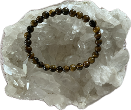 Tigerauge Armband, 6 mm Kugeln, 20 cm lang, elastisch Stretchband - ohne Deko
