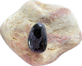 Gabbro schwarzgrau gemustert, Schmuck Anhänger mit seitlicher Bohrung, Größe 28 x 18 mm - ohne Deko