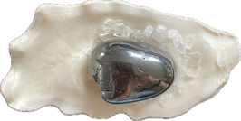 Hämatit, schwarzglänzend, Trommelstein, Größe 32 x 23 x 17 mm - ohne Deko