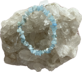 Aquamarin Splitter Armband, Mittlere Splittergröße, elastisches Stretchband 18 cm lang - ohne Deko