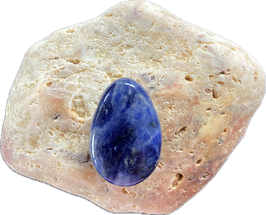 Sodalith, blau, hellblau gemustert, Schmuck Anhänger mit seitlicher Bohrung, Größe 30 x 20 mm - ohne Deko
