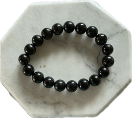 Schungit Kugelarmband, 10 mm Kugeln, Länge 19 cm, elastisches Stretchband - ohne Deko