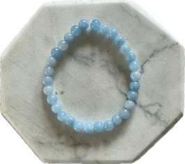Calcit blau Kugelarmband, 6 mm Kugeln, elastisches Stretchband, Länge 19 cm - ohne Deko