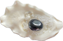 Sard-Onyx, schwarz weiß gemustert,  Trommelstein, Größe 21 x 18 mm - ohne Deko