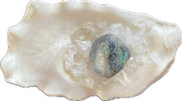 Shattuckite, blau grün braun gemustert, Trommelstein, Größe 20 x 19 mm - ohne Deko