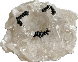 Bergkristall/Onyx Splitter Armband , kleinere Splitter,  19 cm lang elastisch - ohne Deko