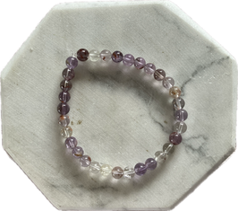 Kacoxenit ,Super Seven' Kugelarmband, 6 mm Kugeln, elastisches Stretchband, Länge 19 cm lang - ohne Deko
