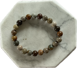Ozeanjaspis Kugelarmband, 8 mm Kugeln, elastisches Stretchband, Länge 19 cm - ohne Deko