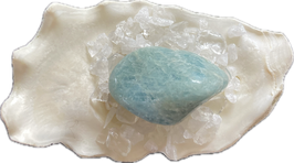 Aquamarin, Trommelstein, Größe 32 x 22 mm - ohne Deko