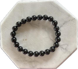 Turmalin Schörl Armband, 8 mm Kugeln, elastisches Stretchband, Länge 20 cm - ohne Deko