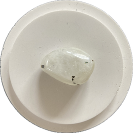 Mondstein weiß blau, Trommelstein, Größe 27 x 19 mm - ohne Deko
