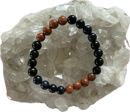 Grünfluss/Goldfluss/Blaufluss Kugel Armband,  8 mm Kugeldurchmesser, elastisches Strechband, 19 cm lang - ohne Deko