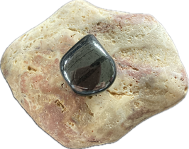 Hämatit Anthrazit glänzend, Schmuck Anhänger mit seitlicher Bohrung, Größe 23 x 20 mm - ohne Deko