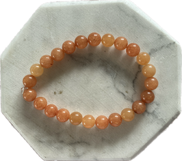Aventurin orange/rot, Kugelarmband mit 8 mm Kugeln, Länge 20 cm, elastisches Stretchband - ohne Deko