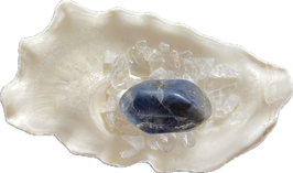Saphir, blauweiß, Trommelstein, Größe 30 x 17 x 14 mm - ohne Deko