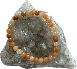 Aventurin orange/rot, Kugelarmband mit 6 mm Kugeln, Länge 19 cm, elastisches Stretchband - ohne Deko