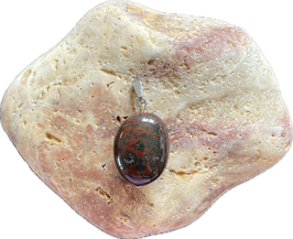 Heliotrop dunkelgrün, Schmuck Anhänger mit silberfarbiger Anhänge-Öse, Größe 29 x 15 mm einschließlich Öse - ohne Deko