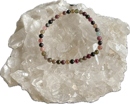 Turmalin bunt Kugelarmband, elastisches Stretchband, Länge 18 cm - Ohne Deko